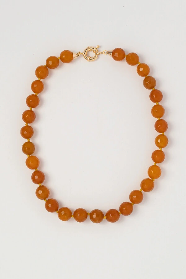 Colar Nautic Jade Amarela Banho Ouro 18K