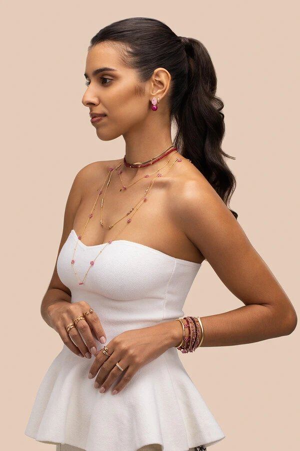Colar Fiore Bamboo Zircônia Banho Ouro 18K