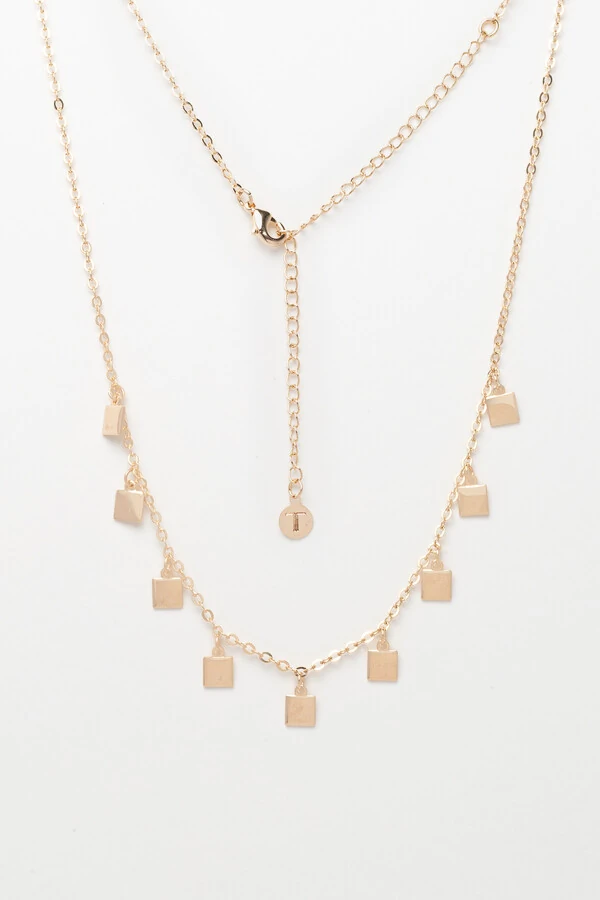 Colar Dourado Choker Cubos