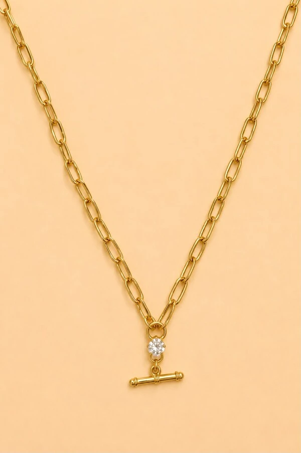 Colar Elos Anne Zircônia Banho Ouro 18K