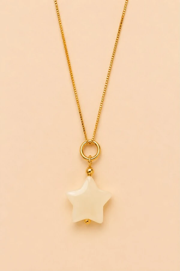Pingente Estrela Murano Banho Ouro 18K