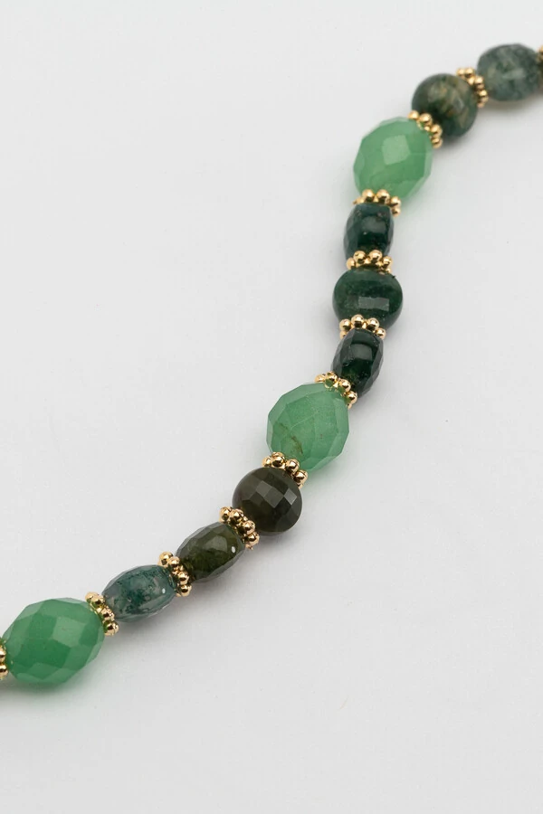 Pulseira Jade Verde Banho Ouro 18K