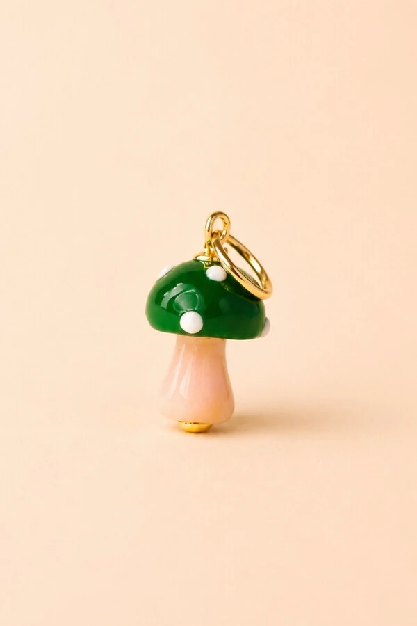 Pingente Cogumelo Da Sorte Banho Ouro 18K