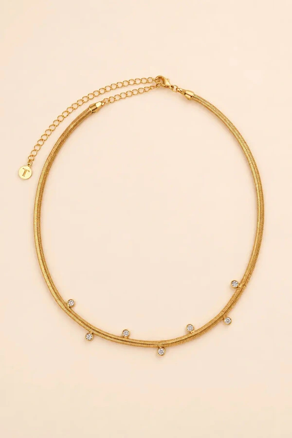 Colar Dourado Malha Ponto De Luz