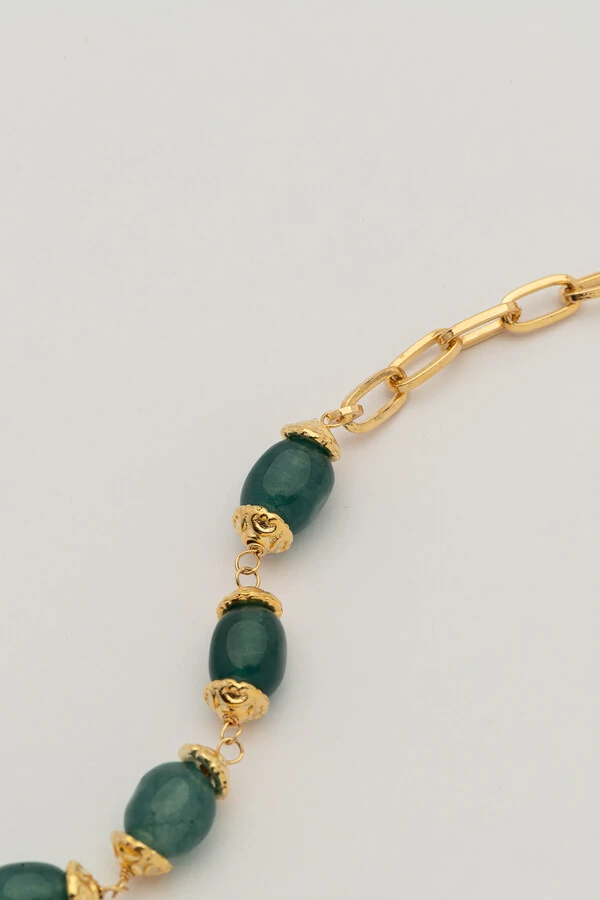 Colar Dawn Jade Azul Banho Ouro 18K