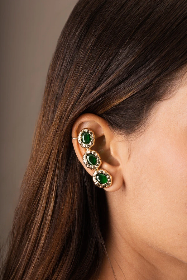 Brinco Dourado Earcuff Amazonas Verde