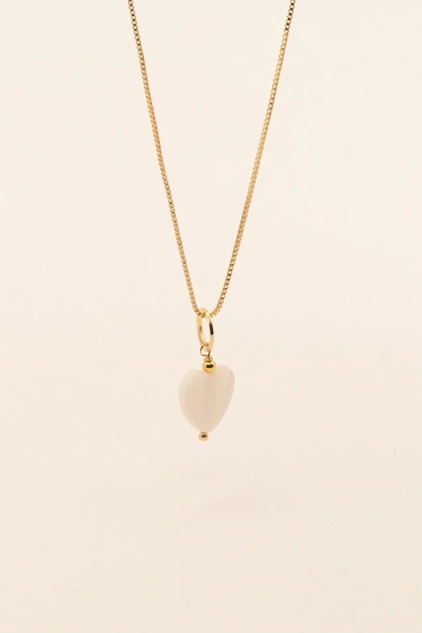 Pingente Coração Madrepérola Banho Ouro 18K