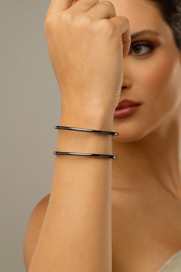Pulseira Bracelete Grafite Fio Duplo
