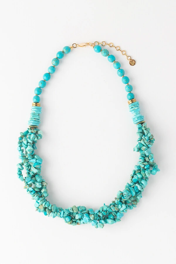 Colar Cascalho Praia do Forte Howlita Turquesa