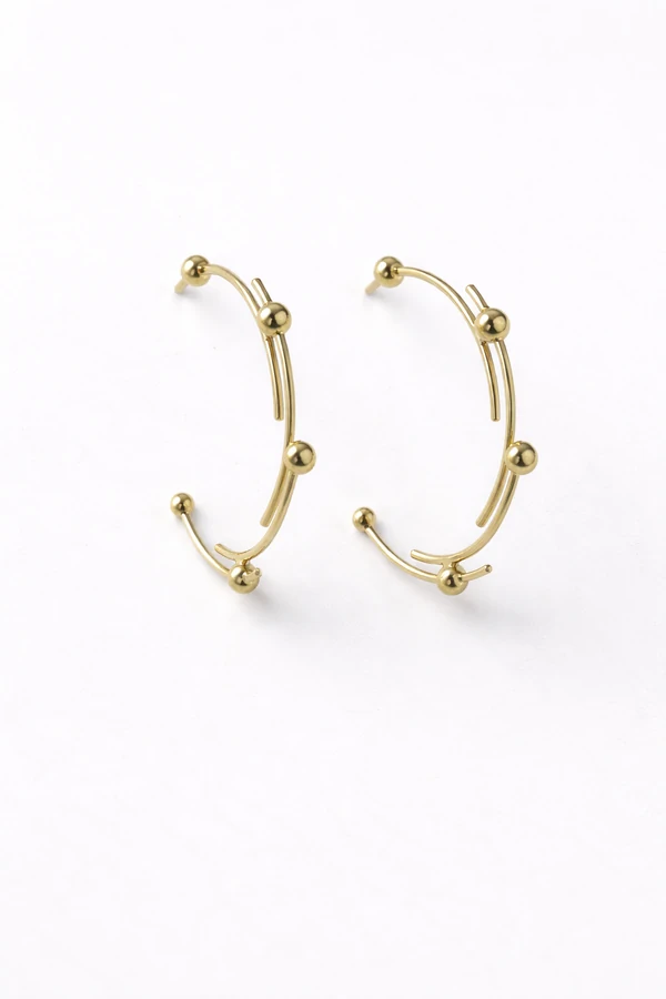 Brinco Dourado Argola Esferas