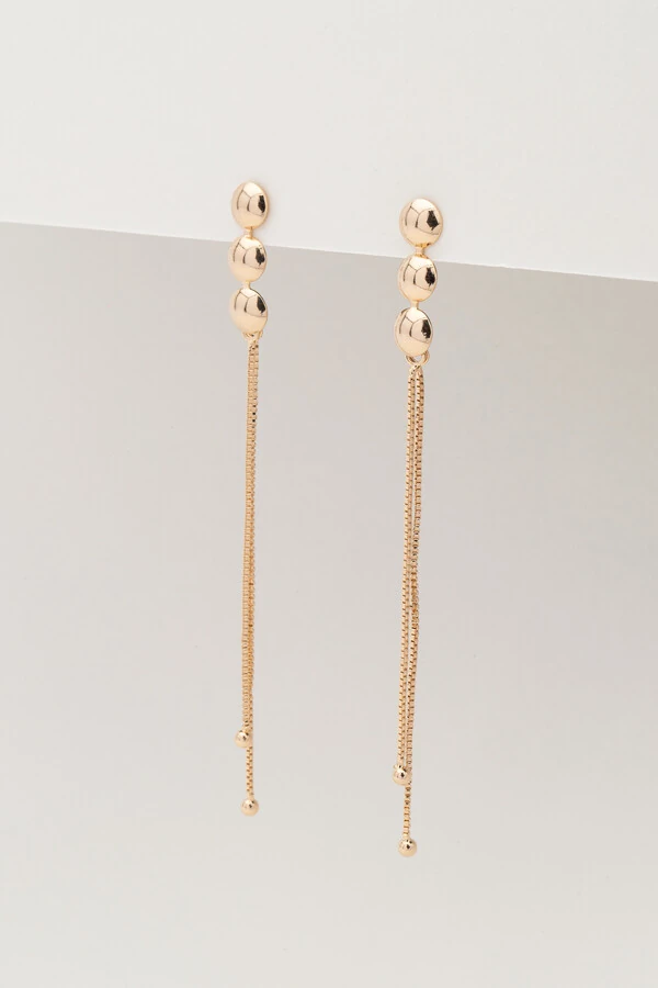 Brinco Dourado Trio Bolas Fios