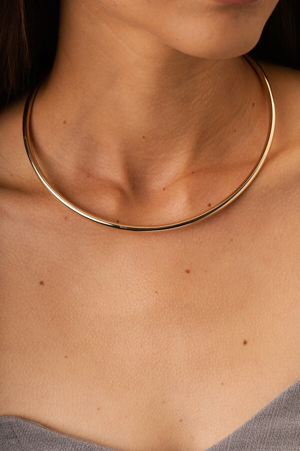 Colar Dourado Choker Tubo