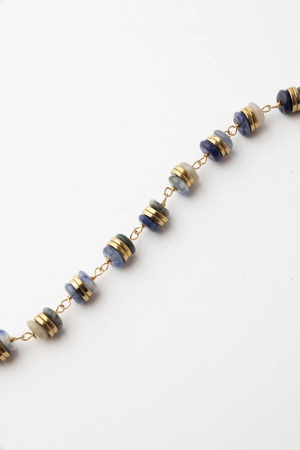 Pulseira Sodalita Banho Ouro 18K