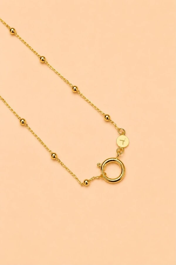 Colar Curto Dourado Esferas