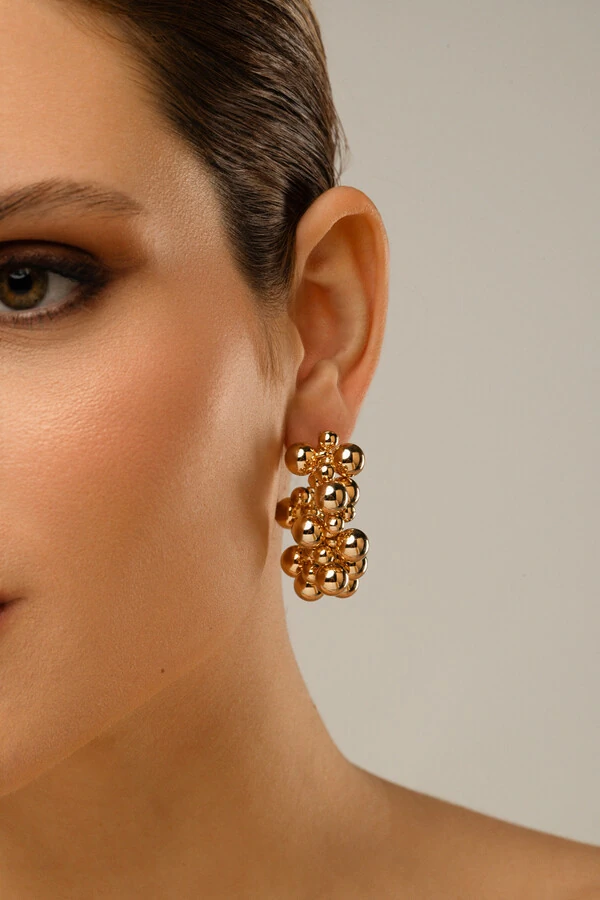 Brinco Argola Mix Bubbles Dourado