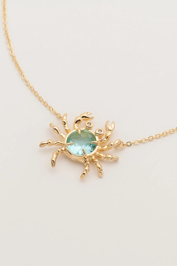 Colar Caranguejo Aqua Banho Ouro 18K
