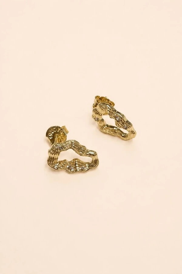 Brinco Orgânico Zircônia Banho Ouro 18K