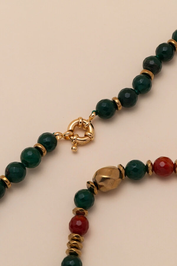Colar Gaia Jade Verde Banho Ouro 18K