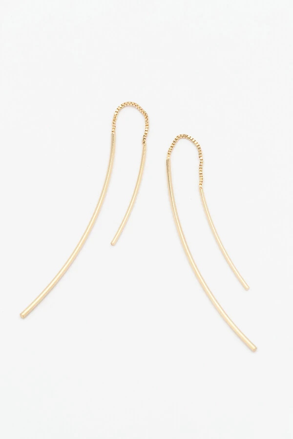 Brinco Fio Palito Banho Ouro 18K