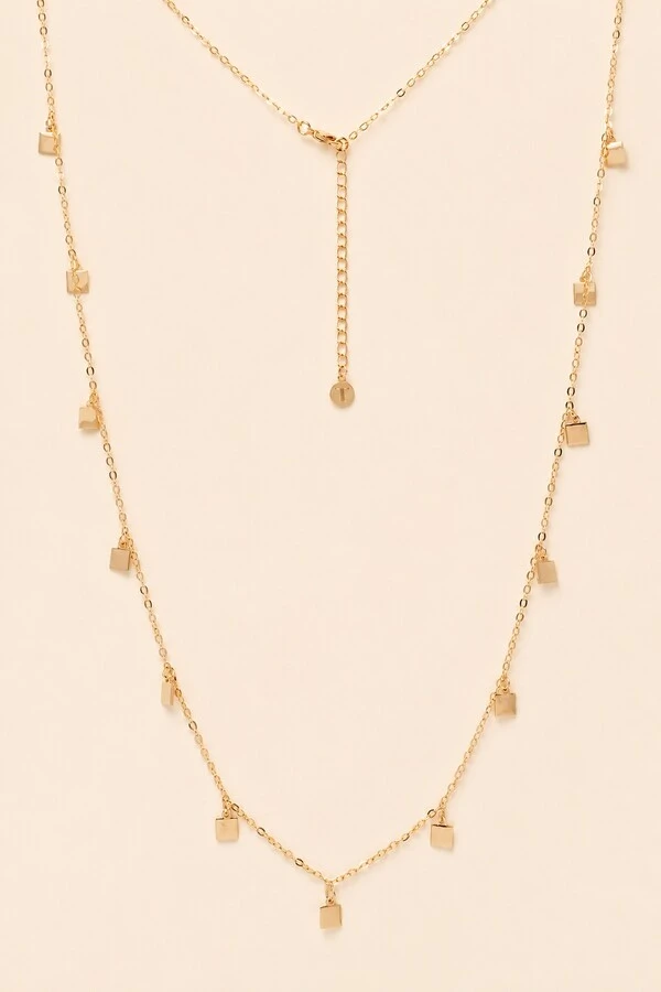 Colar Dourado Longo Cubos