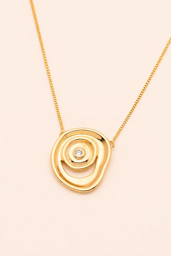 Colar Dourado Vibração Zircônia