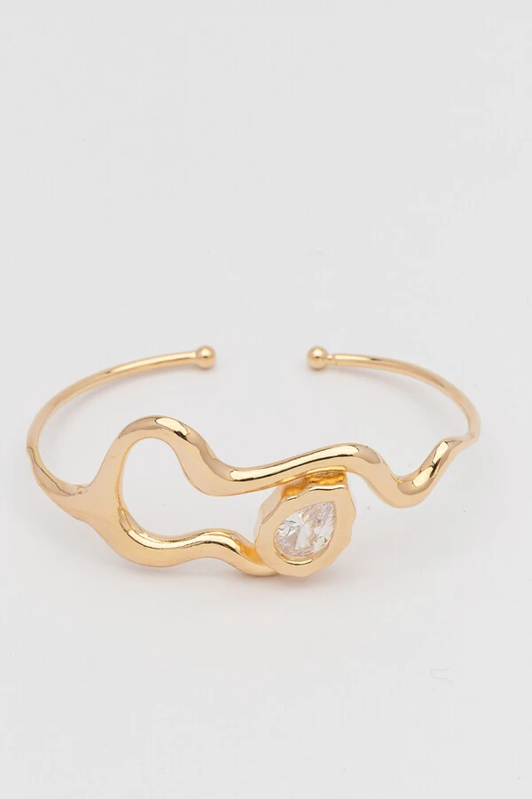 Pulseira Dourada Snake Gota Zircônia