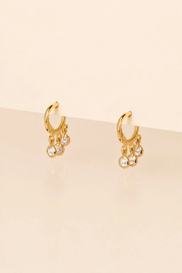Brinco Argolinha Zircônia Cristal Banho Ouro 18K