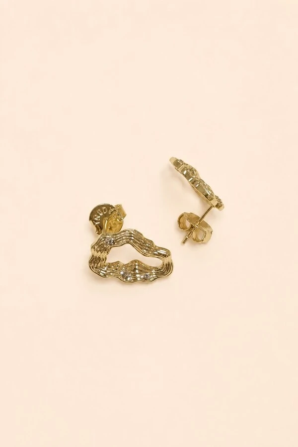 Brinco Orgânico Zircônia Banho Ouro 18K