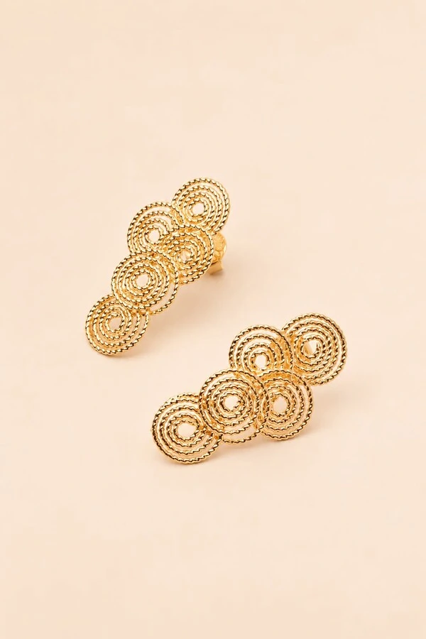Brinco Dourado Fios Diamantados
