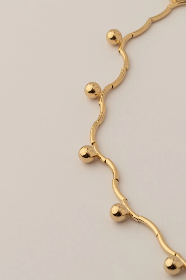 Colar Esferas Tubos Dourado