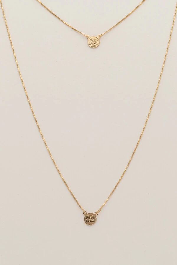 Colar Escapulário São Miguel Banho Ouro 18K