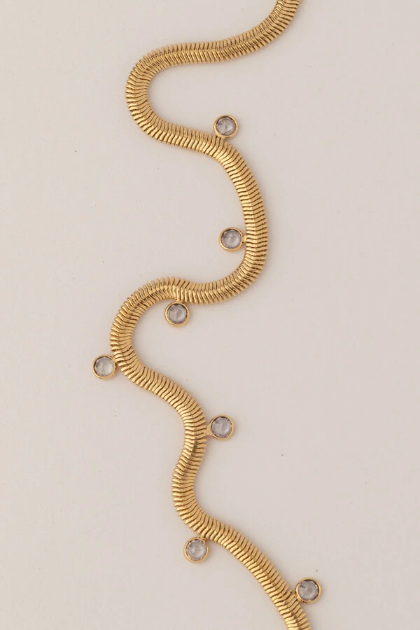Colar Dourado Malha Ponto De Luz