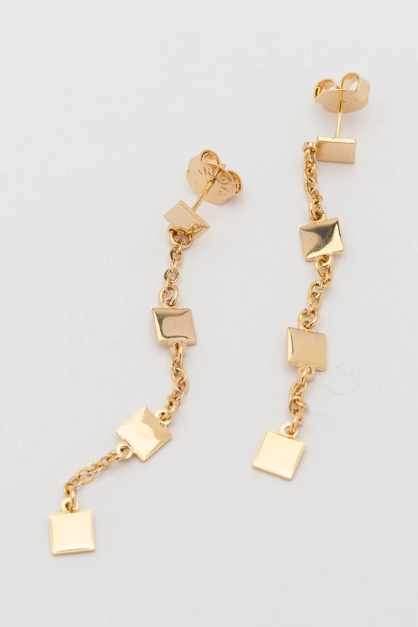 Brinco Dourado Fio Cubos