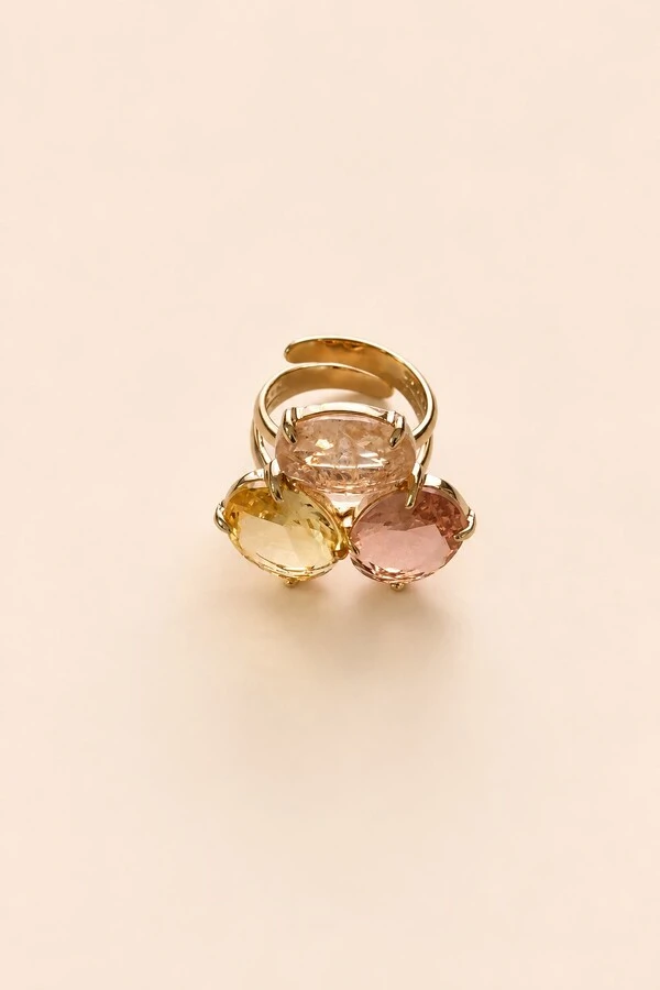 Anel Dourado Harmonia Cristais