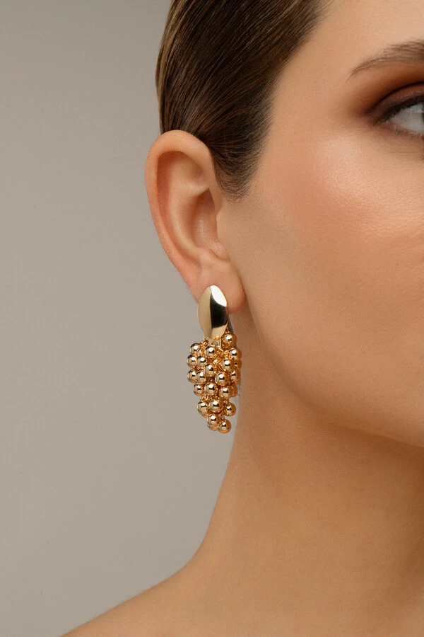 Brinco Cacho Esferas Dourado