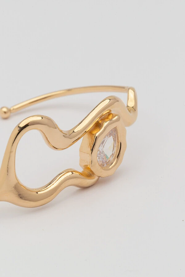 Pulseira Dourada Snake Gota Zircônia