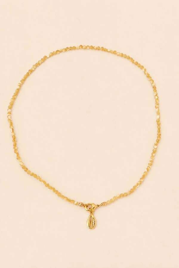 Colar Choker Madre Búzio Zircônia Banho Ouro 18K