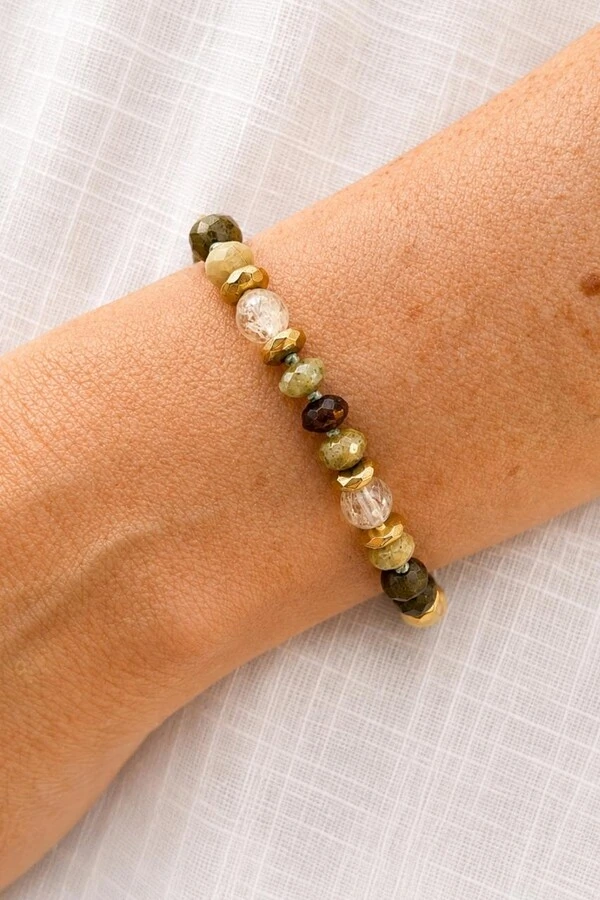 Pulseira Mix Pedras Banho Ouro 18K