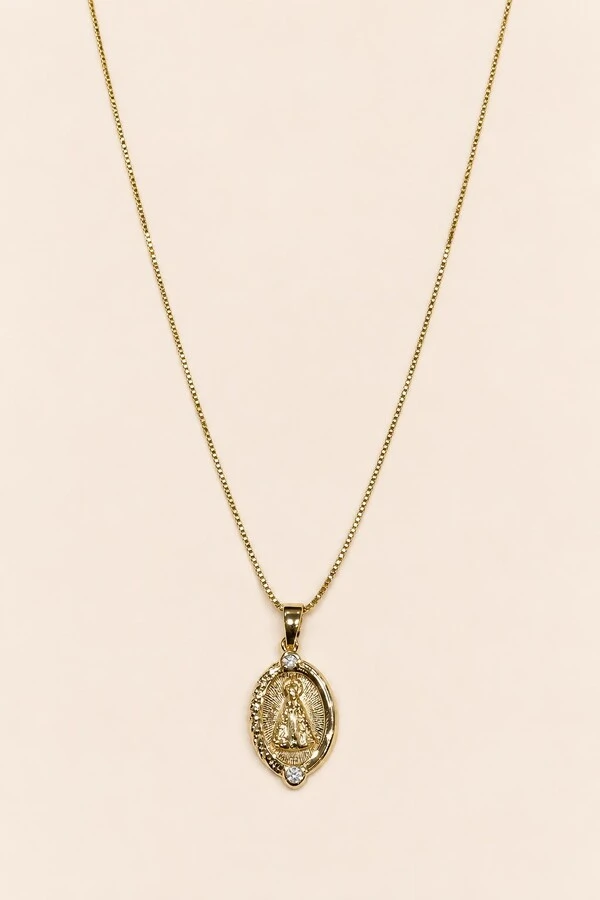 Colar Nossa Senhora Aparecida Banho Ouro 18K