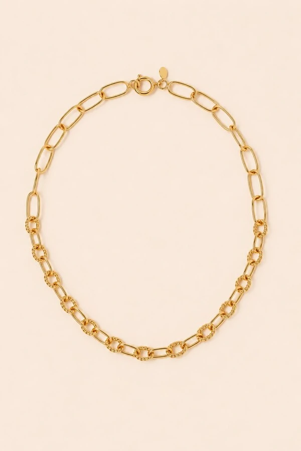 Colar Dourado Mix de Elos