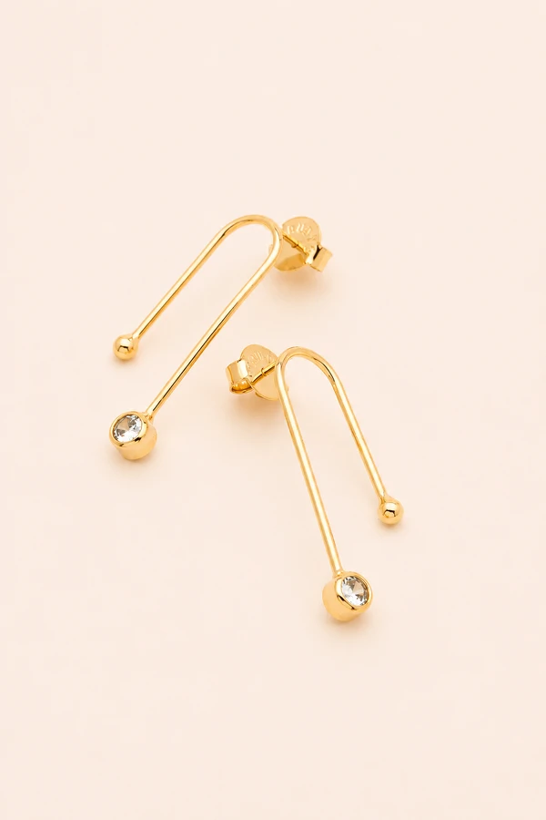 Brinco Fio Zircônia Banho Ouro 18K
