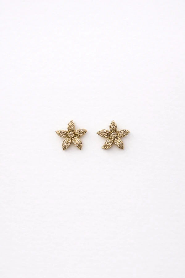 Brinco Flor Zircônia Cristal Banho Ouro 18K