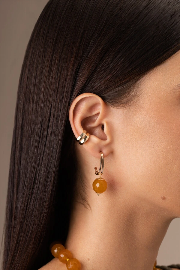 Brinco Nautic Jade Amarela Banho Ouro 18K