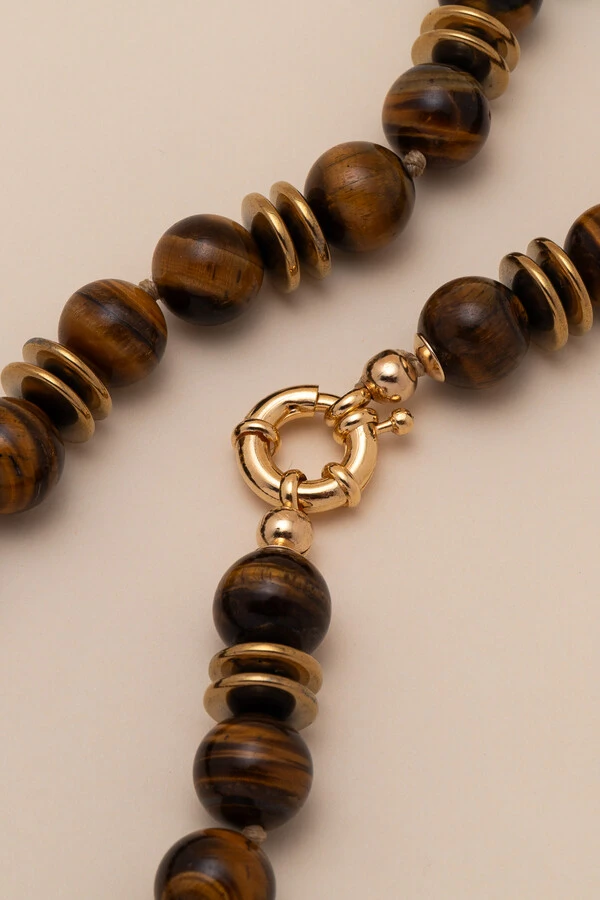 Colar Vereda Olho de Tigre Banho Ouro 18K