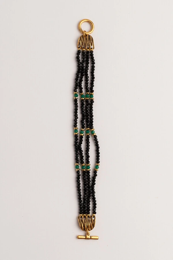 Pulseira Cristais Boho Ouro Vintage