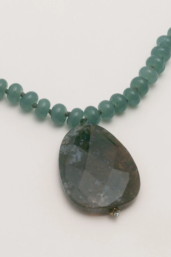 Colar Jade Agatha Musgo Banho Ouro 18K