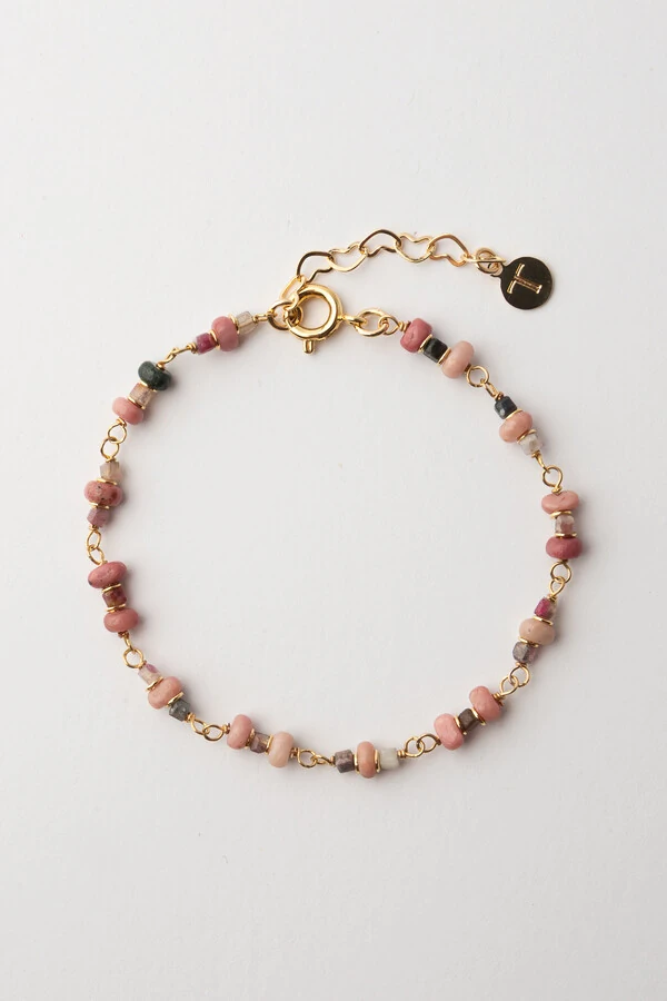 Pulseira Liana Rodocrosita Banho Ouro 18K