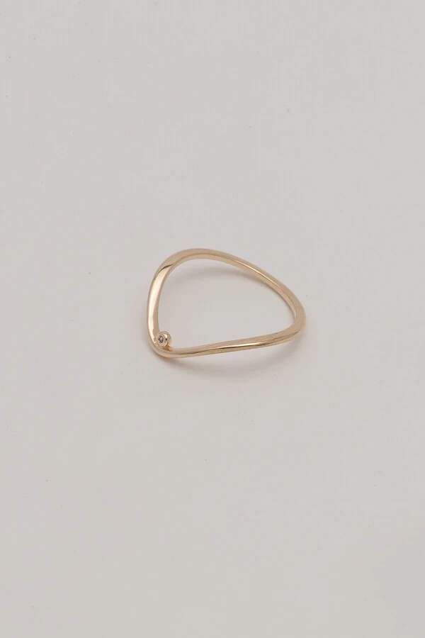 Anel V Ponto Zircônia Banho Ouro 18K