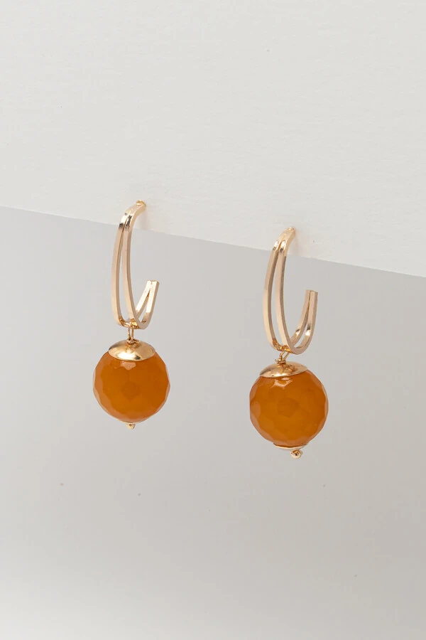 Brinco Nautic Jade Amarela Banho Ouro 18K