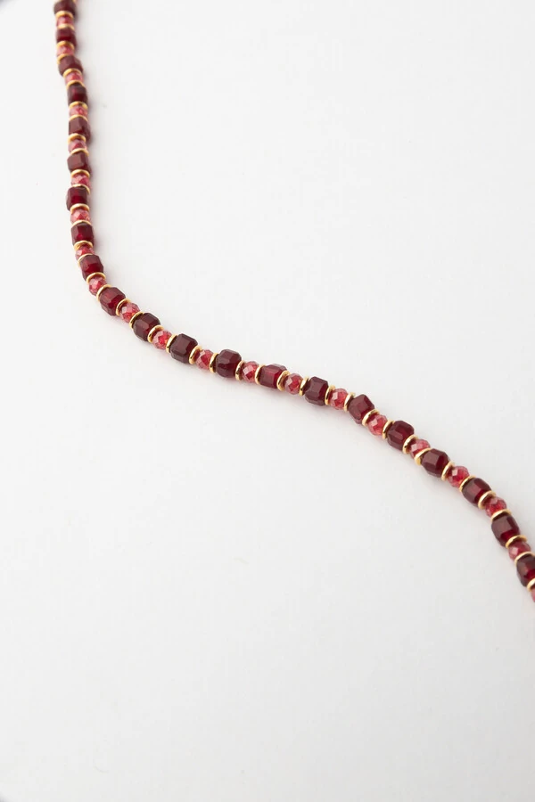 Pulseira Eloysa Jade Rubi Banho Ouro 18K